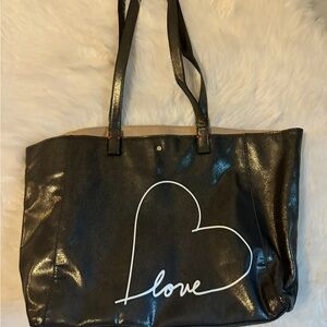 Ellen Degeneres Shiny Gold Tote with Heart and Love Design